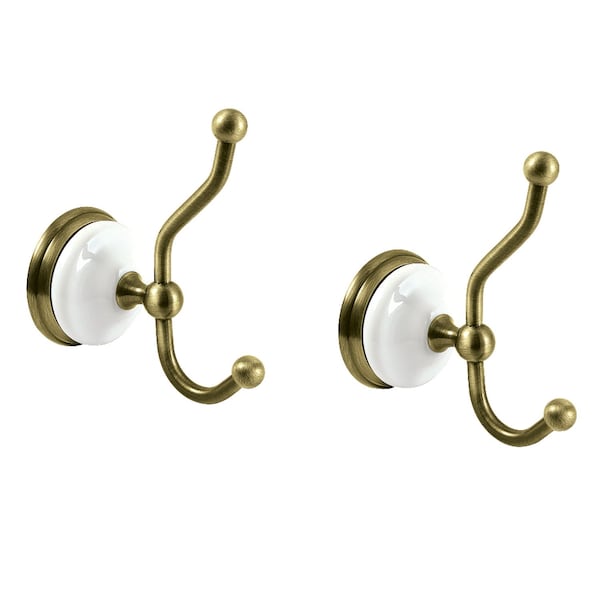 2Piece Robe Hook, Antique Brass